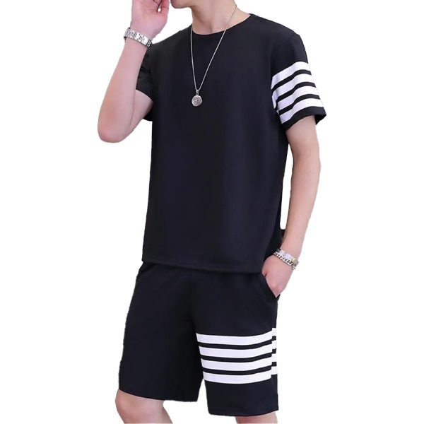 Black Color Trendy Line Printed Tracksuit For Men |