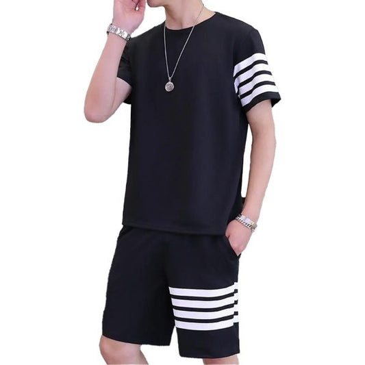 Black Color Trendy Line Printed Tracksuit For Men |