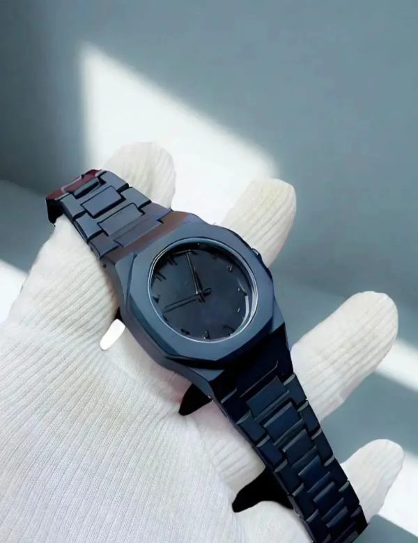 Full Black Aura Quartz Watch – Lightweight Design, ,