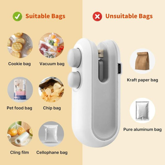 Heat Sealing Machine 2 In 1 Cutting And Sealer Usb Rechargeable Food Sealer
