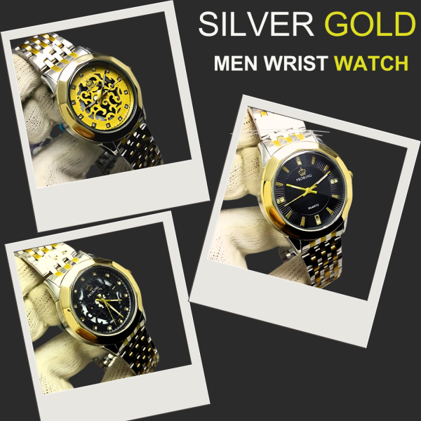 Ma1 Pro King Gents Silver Gold Wrist Watch | Stainless